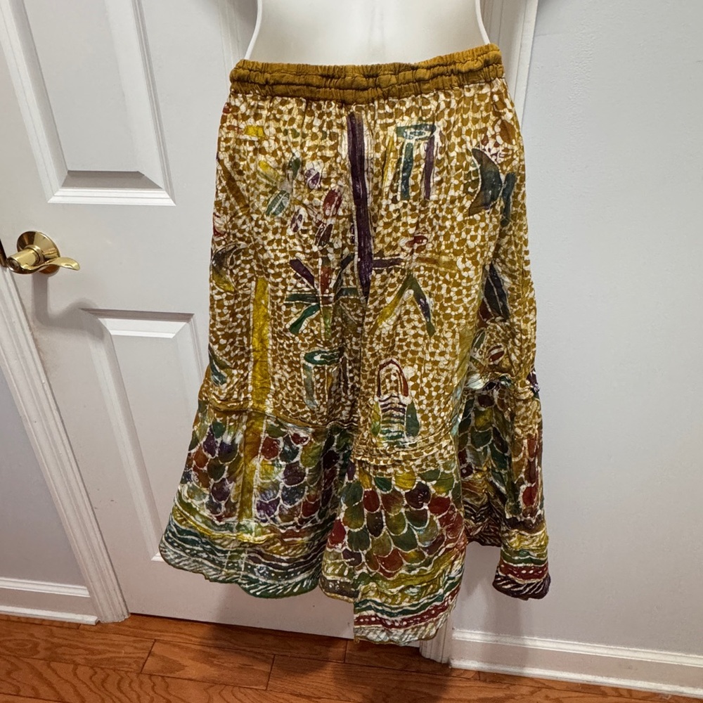 Nnamdi Ibenagu spirit of courage Gold and Green Embellished Midi A-Line Skirt S